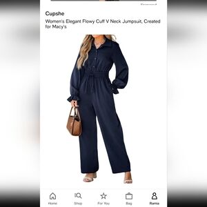Cupshe Dark Blue Flowy Jumpsuit